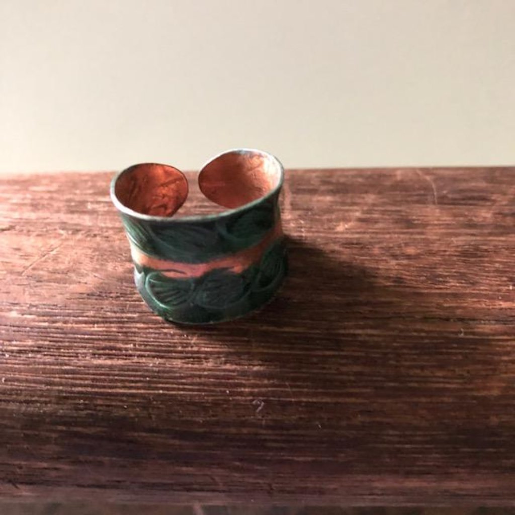 Anju Jewelry Copper Patina Embossed Ring Adjustable, Rp285, New